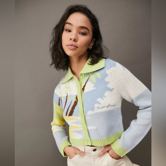 HOUSE OF SUNNY Day Dreamer Graphic-Print Knitted Cardigan Size 4 - Picture 1 of 14